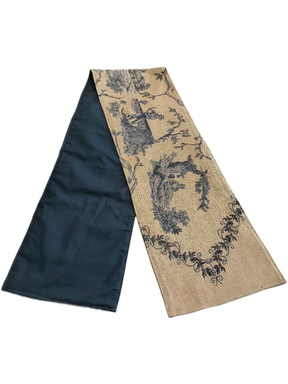 Toile de Jouy Tapestry Table Runner 71x12 French Country Vintage Styles Bicolor